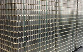 Rows of canned beverages